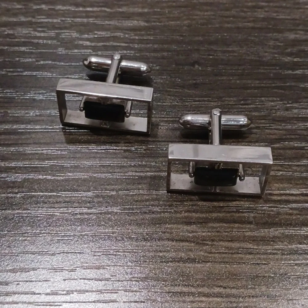 Swank Silver and Black Men's Cufflinks